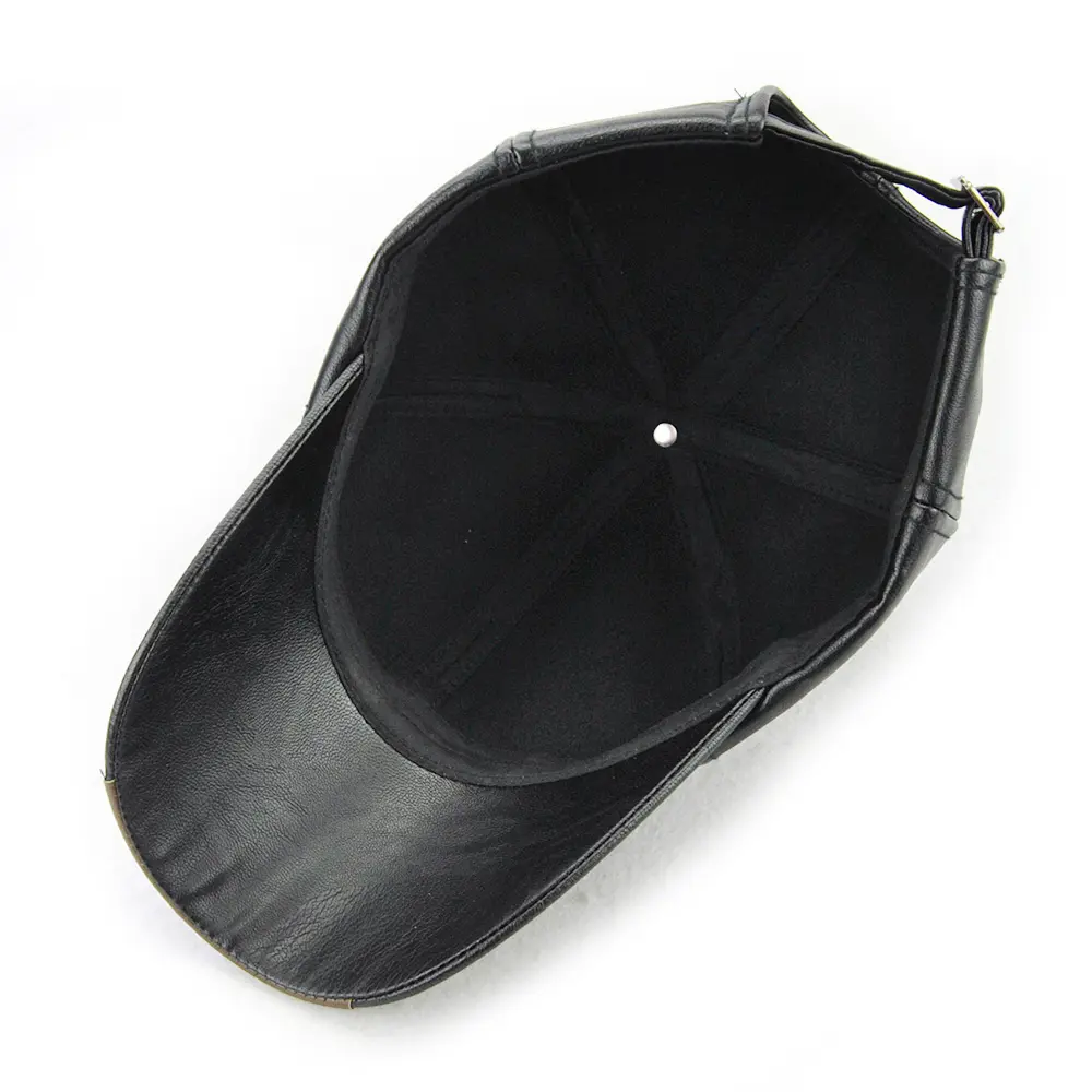 V&J Genuine Cowhide Leather Baseball Cap for Fall Winter Outdoor Sports Hat