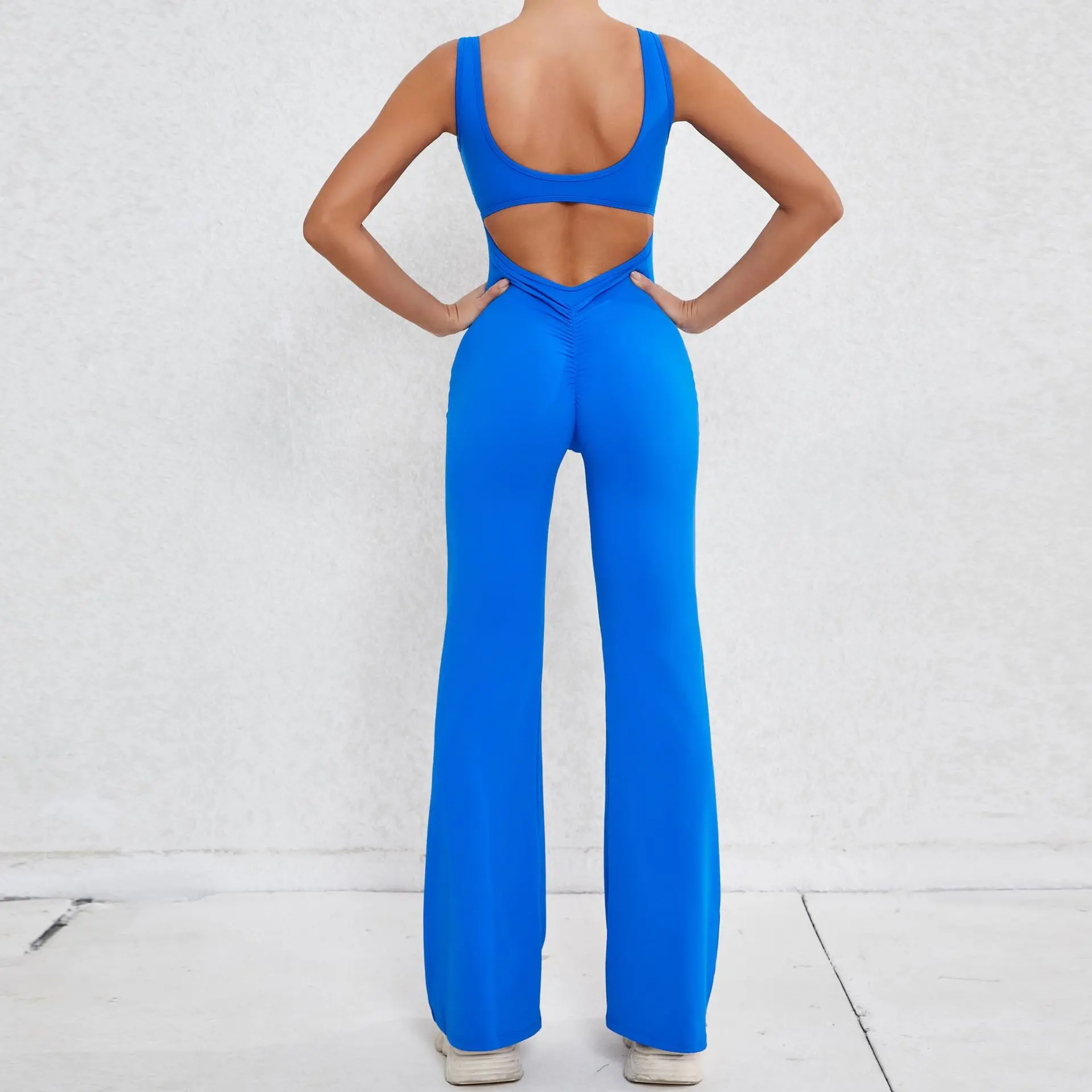 V&J Workout Seamless Jumpsuit Yoga Ribbed Bodycon One Piece Yoga Romper (2)2ab