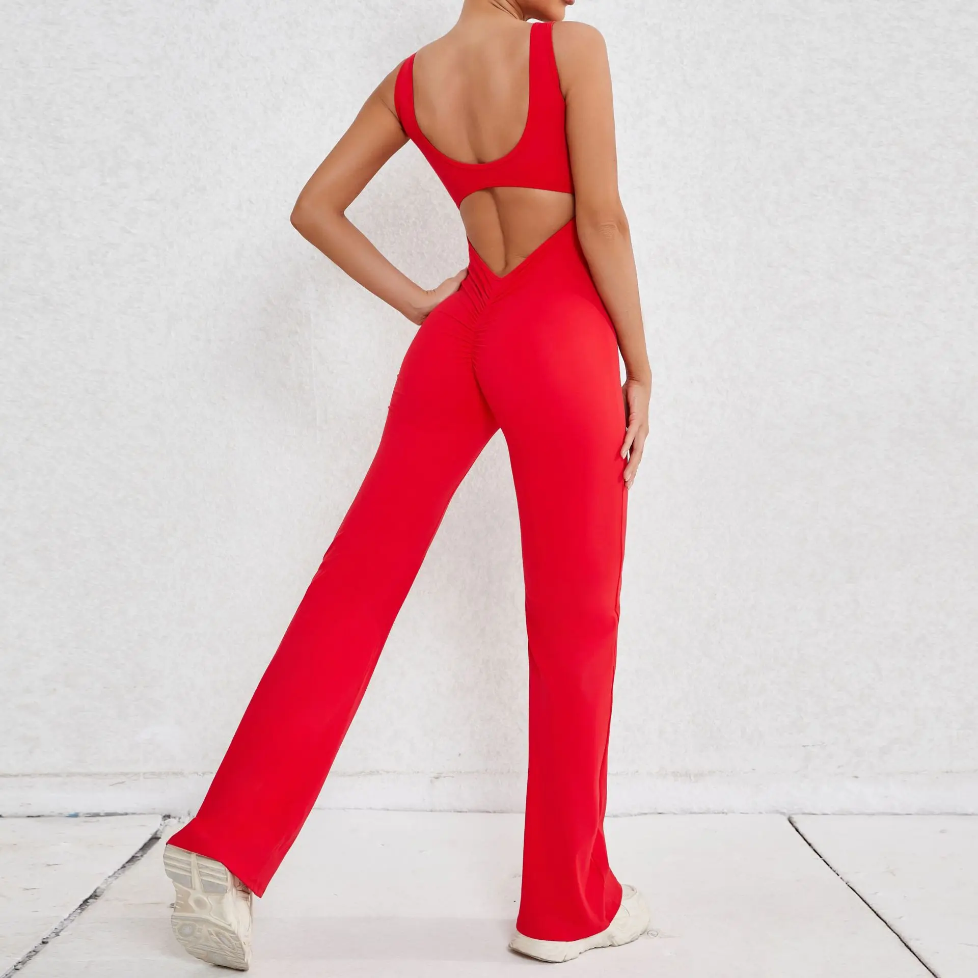 V&J Workout Seamless Jumpsuit Yoga Ribbed Bodycon One Piece Yoga Romper (1)0nl