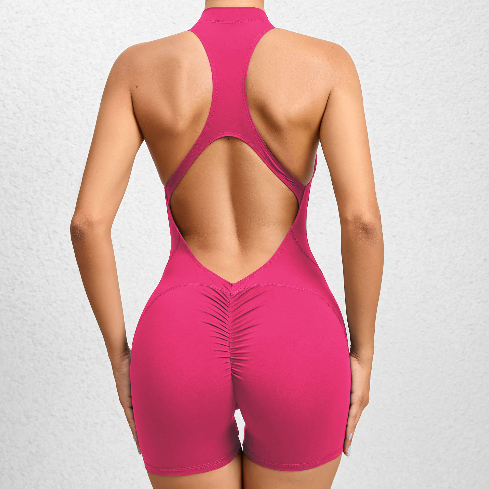 V&J Sexy Backless One Piece Workout Jumpsuits Sleeveless V Back Scrunch Yoga Romper (6)ozv