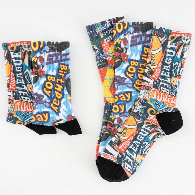 3D Seamless 360 Digital Print Sublimation Bamboo Sport Crew Socks Custom Print Socks (1)23m