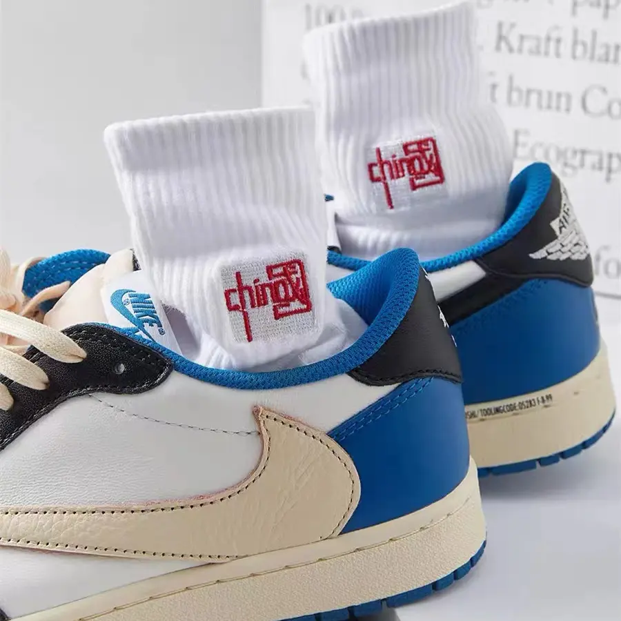 V&J custom embroidery logo crew personalized design sports athletic cushioned socks